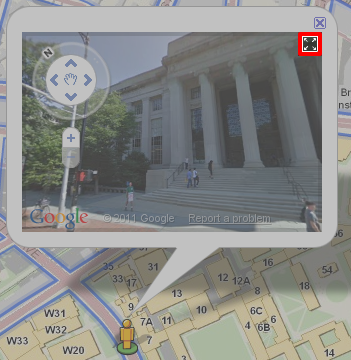Screenshot of Street View full-screen control